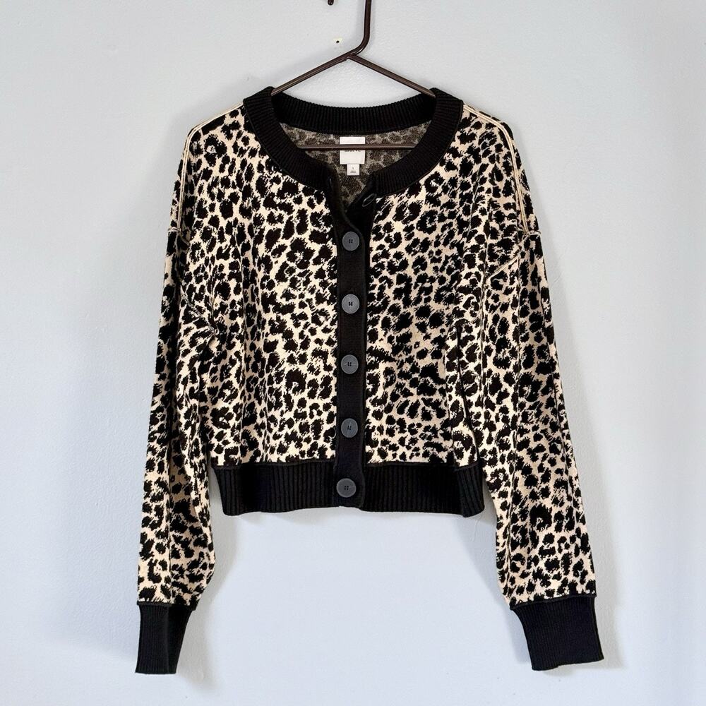Anthropologie Maeve Cardigan Sweater Womens Size Large Leopard Print Mob Wife - Picture 2 of 8